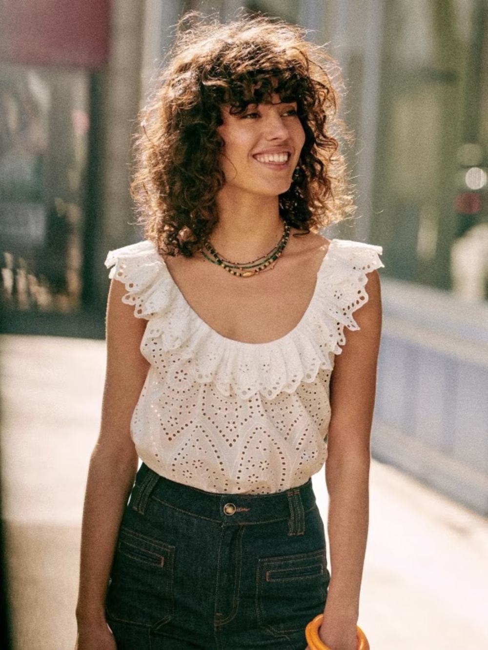 Sezane Rosa Blouse in Ecru